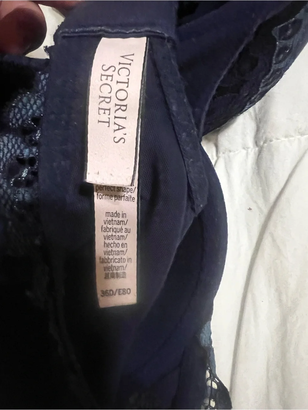 Victoria's Secret Navy Lace-Trim T-Shirt Bra